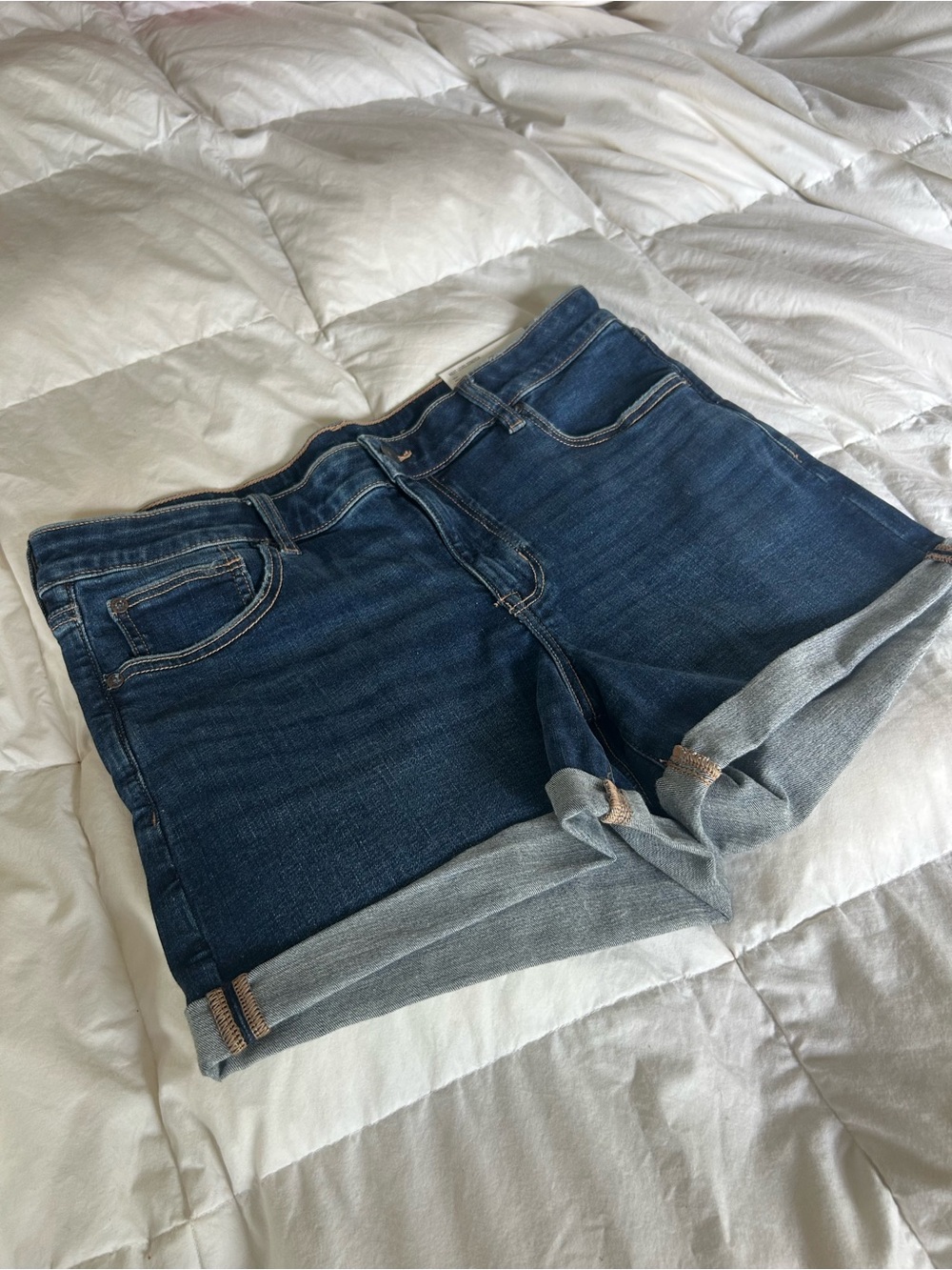 American Eagle Outfitters Dark Blue Rolled Hem Denim Shorts